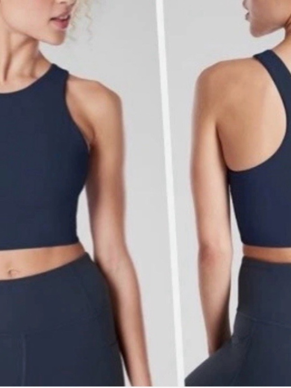 Athleta Navy Blue Racerback Crop Top XS